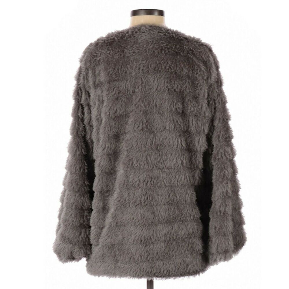 TULAROSA Ricci faux fur open front cozy gray jacket coat Size Medium - Picture 2 of 8